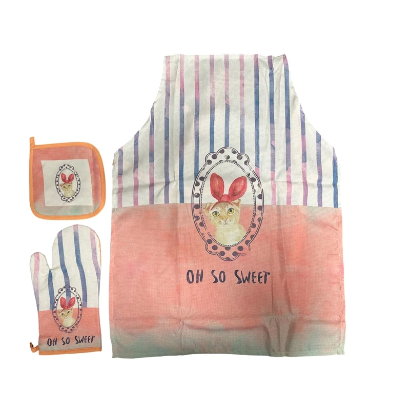 ست لوازم پارچه ای آشپزخانه 3 تکه لومانا مدل KITTY